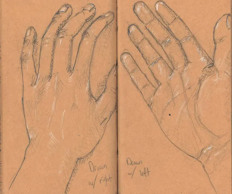 Hands, drawn with each hand