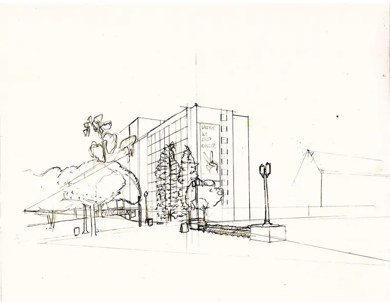 Two-point perspective, ink